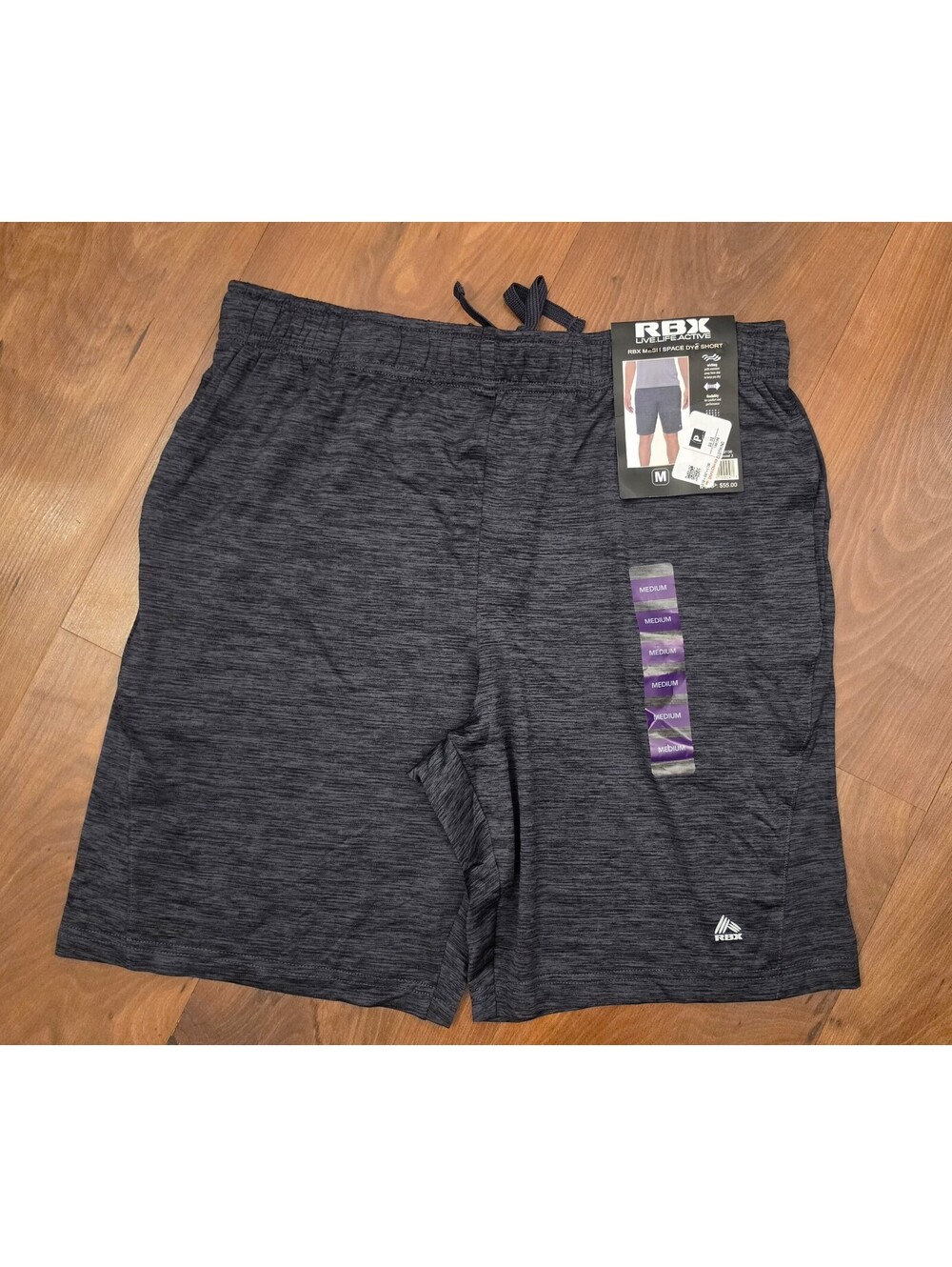 RBX Live Life Active Men’s Space Dye Shorts - Grey Medium NWT, 324